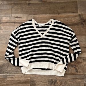Cropped striped wool sweater